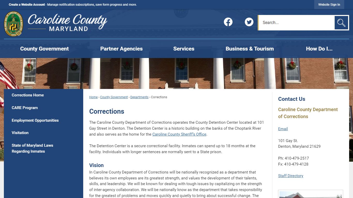Corrections | Caroline County, MD - Official Website