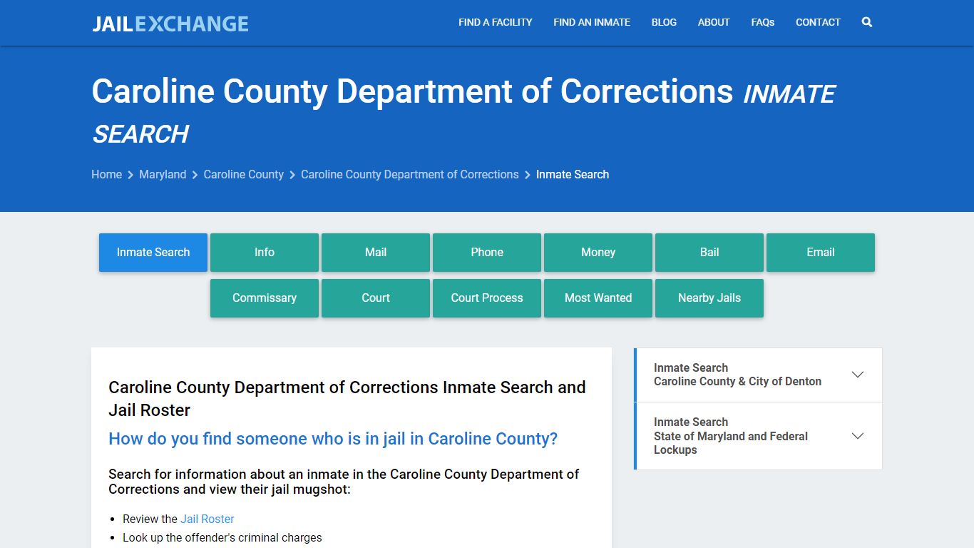 Caroline County Department of Corrections Inmate Search - Jail Exchange